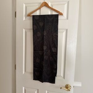 🧣 Brooks Brothers Black Paisley Silk & Wool Scarf | Made in Italy
